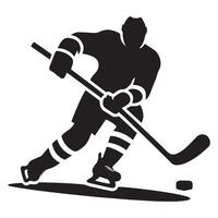 le hockey silhouette noir plat illustration. vecteur