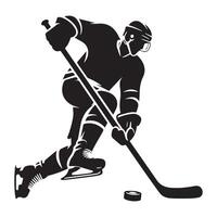 le hockey silhouette noir plat illustration. vecteur