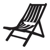 plage chaise silhouette plat illustration. vecteur