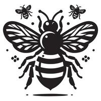 abeille silhouette noir plat illustration vecteur