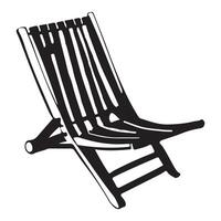 plage chaise silhouette plat illustration. vecteur