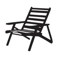 plage chaise silhouette plat illustration. vecteur