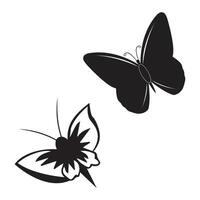 papillons silhouette noir Contexte sur blanc Contexte vecteur