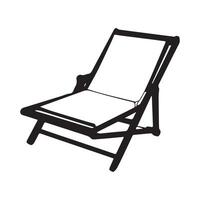 plage chaise silhouette plat illustration. vecteur