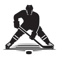 le hockey silhouette noir plat illustration. vecteur