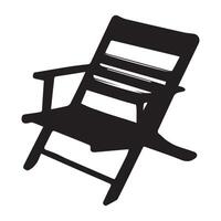 plage chaise silhouette plat illustration. vecteur