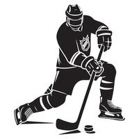 le hockey silhouette noir plat illustration. vecteur