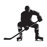 le hockey silhouette noir plat illustration. vecteur