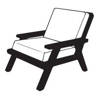 plage chaise silhouette plat illustration. vecteur