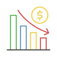 vers le bas graphique, financier perte, diminution graphique conception vecteur