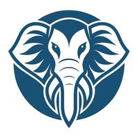 une minimaliste logo avec un éléphants tête dans une cercle sur une blanc arrière-plan, créer une minimaliste logo avec une subtil hochement à le force et la grâce de un l'éléphant vecteur