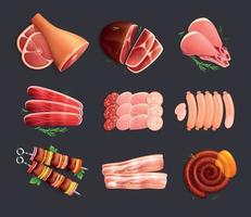 jeu d'icônes de produits à base de viande vecteur