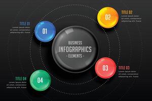 quatre pas infographie foncé modèle vecteur