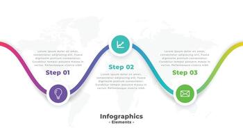 Trois pas moderne professionnel infographie modèle conception vecteur