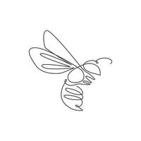 un seul dessin d'abeille mignonne pour l'identité du logo de l'entreprise. concept d'icône de ferme d'abeilles à partir de la forme animale de guêpe. ligne continue moderne dessiner illustration vectorielle de conception graphique vecteur