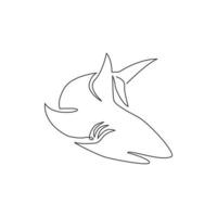 dessin au trait continu unique de requin agressif pour l'identité du logo de l'entreprise d'aventure nature. concept d'animal de poisson de mer sauvage pour une mascotte d'organisation océanique sûre. illustration de conception de dessin d'une ligne vecteur