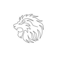 dessin au trait continu unique d'une élégante tête de lion pour l'identité du logo du club de sport. concept dangereux de mascotte d'animal de mammifère de gros chat pour le club de jeu. Une ligne dynamique dessiner illustration vectorielle design graphique vecteur