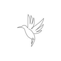 un dessin au trait continu de colibri mignon pour l'identité du logo de l'entreprise. petit concept de mascotte d'oiseau de beauté pour la forêt nationale de conservation. illustration de conception de vecteur de dessin à une seule ligne