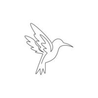 un seul dessin de colibri mignon pour l'identité du logo de l'entreprise. petit concept de mascotte d'oiseau de beauté pour le parc zoologique national aviaire. illustration de conception de dessin vectoriel graphique en ligne continue