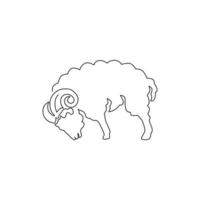un dessin au trait continu de moutons mignons pour l'identité du logo du bétail. concept d'emblème de mascotte d'agneau drôle pour l'icône de bétail. illustration vectorielle de conception graphique dynamique à une seule ligne vecteur