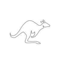 un seul dessin au trait d'un mignon kangourou debout pour l'identité du logo de l'entreprise. animal wallaby du concept de mascotte d'australie pour l'icône de l'entreprise. ligne continue dessiner illustration vectorielle graphique de conception vecteur