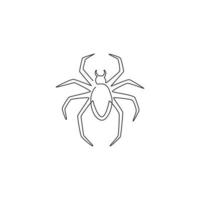 un dessin au trait continu d'araignée écartant les longues jambes pour l'identité du logo de l'entreprise. concept d'animal insecte mignon pour l'icône d'amoureux des animaux de compagnie. Illustration vectorielle graphique de conception de dessin de ligne unique moderne vecteur