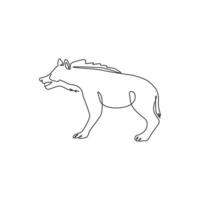 un dessin au trait continu d'une hyène féroce pour l'identité du logo de l'entreprise. concept de mascotte animale prédateur pour l'icône du zoo national. Illustration vectorielle de conception graphique moderne à une seule ligne vecteur