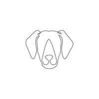 dessin au trait continu unique d'une jolie tête de chien labrador retriever pour l'identité du logo. concept de mascotte de chien de race pure pour l'icône d'animal familier amical de pedigree. Une ligne moderne dessiner illustration vectorielle de conception vecteur