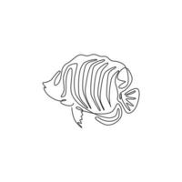 un dessin au trait continu d'un poisson-ange royal mignon pour l'identité du logo de l'entreprise. concept de mascotte de poisson ange de mer pour l'icône de spectacle aquatique. Illustration graphique de vecteur de dessin de ligne unique moderne