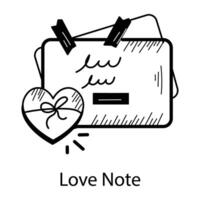 note d'amour à la mode vecteur