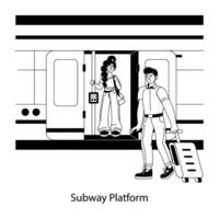 branché métro Plate-forme vecteur