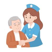 infirmière assistant un personnes âgées patient vecteur