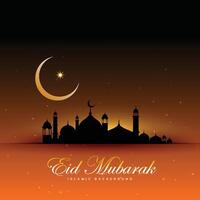 impressionnant fond eid mubarak avec mosquée et lune vecteur