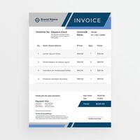 élégant bleu affaires facture d'achat modèle conception vecteur