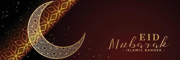 eid mubarak la toile bannière ou entête avec décoratif lune vecteur