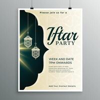 élégant invitation modèle pour iftar fête vecteur