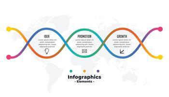 Trois pas Créatif coloré infographie modèle conception vecteur