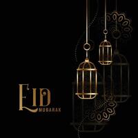 eid mubarak Festival vœux d'or carte conception vecteur