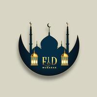 eid mubarak islamique Festival vœux salutation conception vecteur