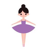 mignonne ballerine adorable illustration, noir ballerine avec rose tonique vêtements vecteur