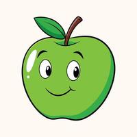 vert Pomme rétro froussard dessin animé personnage vecteur