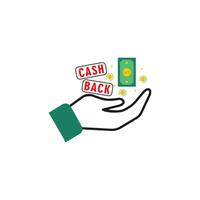 icône main en portant pièce de monnaie cashback vecteur