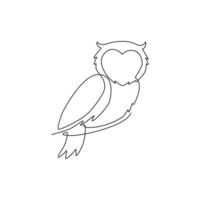 un seul dessin d'oiseau hibou élégant pour l'identité du logo de l'entreprise. symbole de l'éducation, de la sagesse, de la sagesse, de l'école, de l'intelligence, du concept d'icône de la connaissance. illustration vectorielle de dessin graphique en ligne continue vecteur