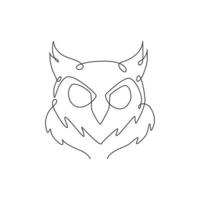 un seul dessin d'une élégante tête d'oiseau hibou pour l'identité du logo de l'entreprise. symbole de l'éducation, de la sagesse, de la sagesse, de l'intelligence, du concept d'icône de la connaissance. illustration de conception de dessin vectoriel graphique en ligne continue