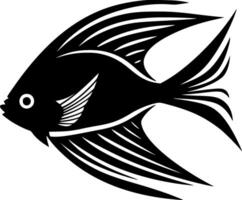 poisson ange - noir et blanc isolé icône - illustration vecteur