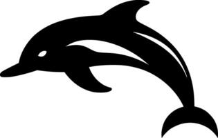dauphin - noir et blanc isolé icône - illustration vecteur