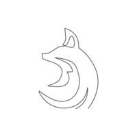 un dessin au trait continu de l'icône du logo d'entreprise de renard mignon. concept d'identité d'entreprise multinationale. Illustration vectorielle de conception graphique à ligne unique à la mode vecteur