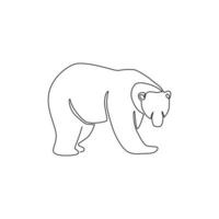 un dessin au trait continu d'un ours élégant pour l'identité du logo de l'entreprise. concept d'icône d'entreprise de forme animale de mammifère sauvage. Illustration vectorielle de conception graphique à la mode pour dessiner une seule ligne vecteur