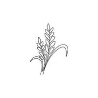 dessin au trait continu unique de grain de blé biologique sain et entier pour l'identité du logo de la ferme. concept d'aliments de base frais pour l'icône de céréales de petit déjeuner. Une ligne moderne dessiner illustration graphique vectorielle de conception vecteur