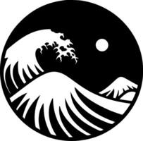 océan - noir et blanc isolé icône - illustration vecteur